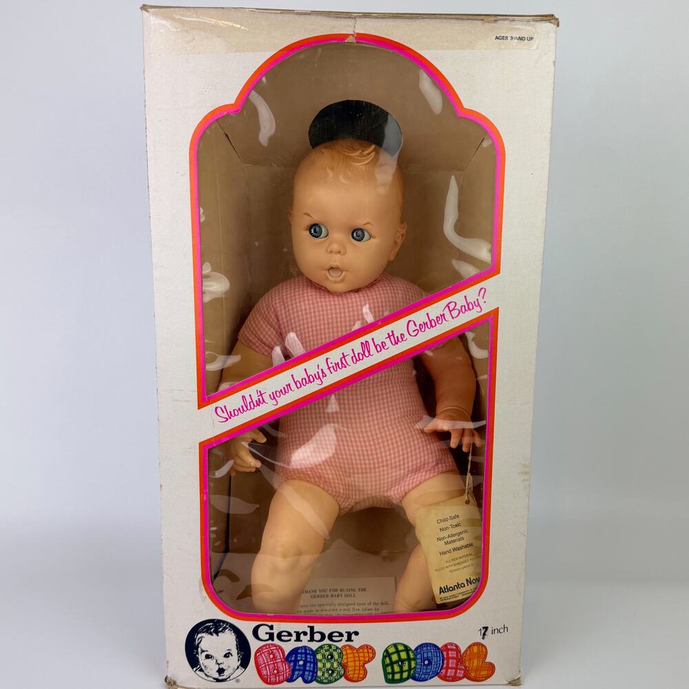 Vintage 1979 Gerber Baby in Box Atlanta Novelty Moveable Eyes